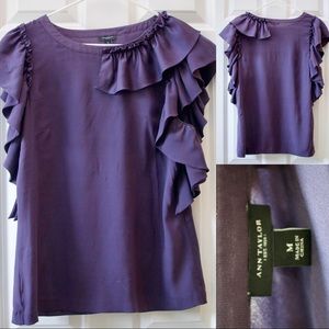 Ann Taylor Blouse Asymmetrical Neckline